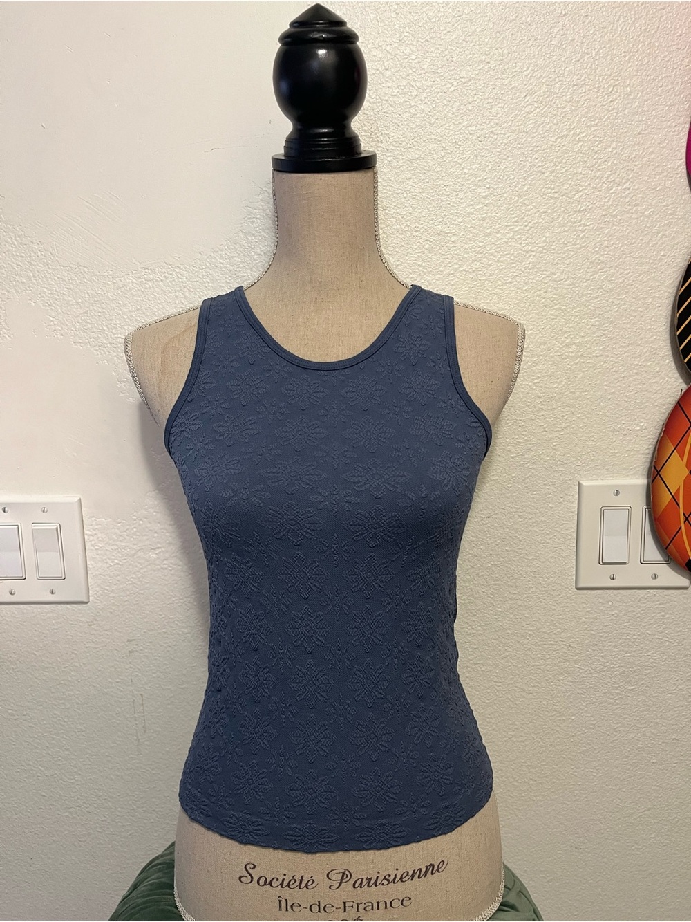 Pink Republic Navy Textured Tank Top